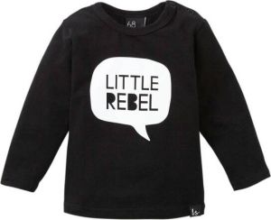 Babystyling baby basic longsleeve Little rebel met tekst zwart