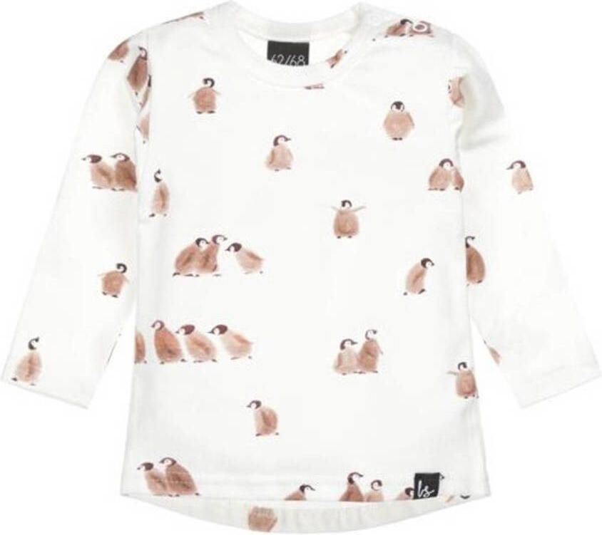 Babystyling baby longsleeve met all over print wit bruin Jongens Katoen Ronde hals 56