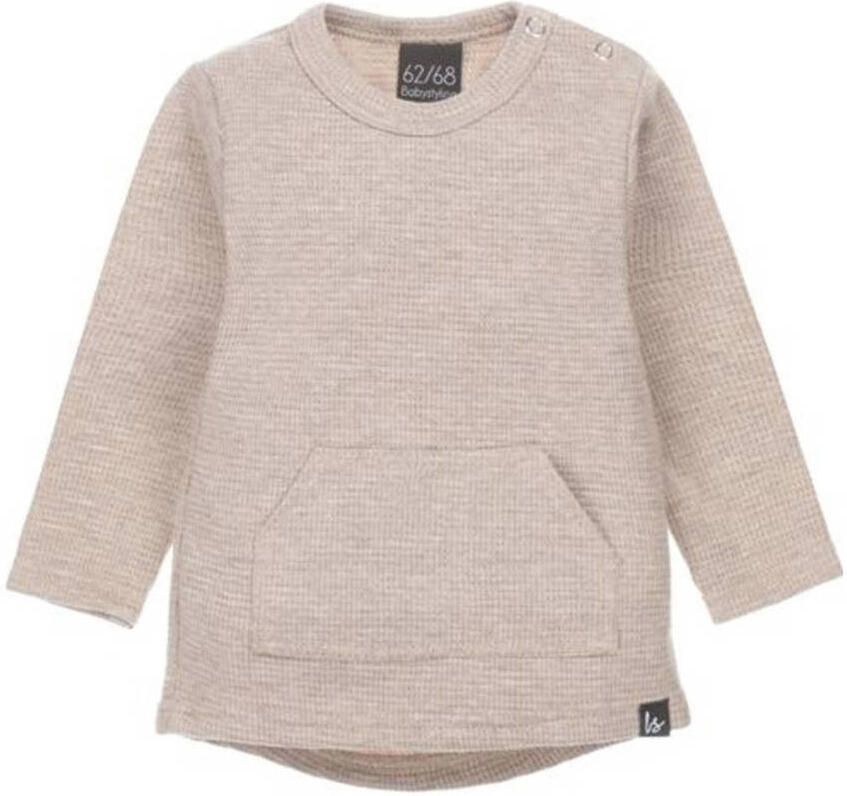 Babystyling longsleeve Beige Jongens Stretchkatoen Ronde hals Effen 50 56