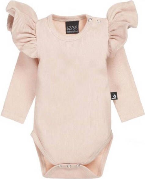Babystyling romper met ruches oudroze Meisjes Katoen Ronde hals Effen 62 68