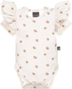 Babystyling romper met ruches wit roze