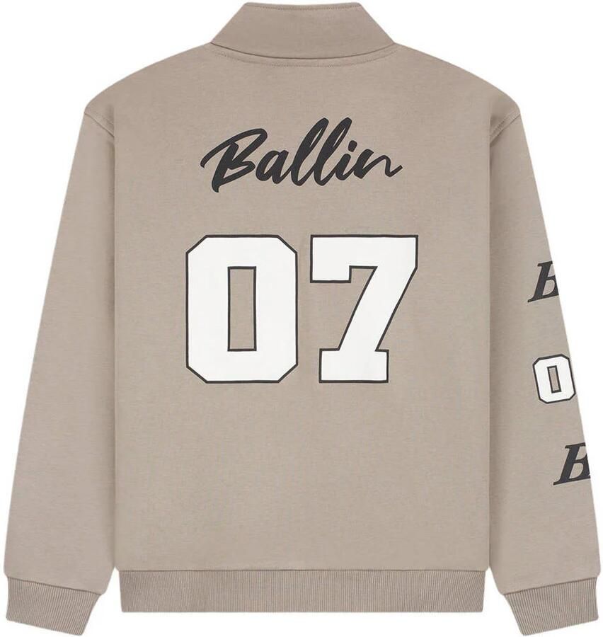 Ballin boxy sweater met backprint en tekst taupe Bruin Jongens Katoen Opstaande kraag - Foto 2