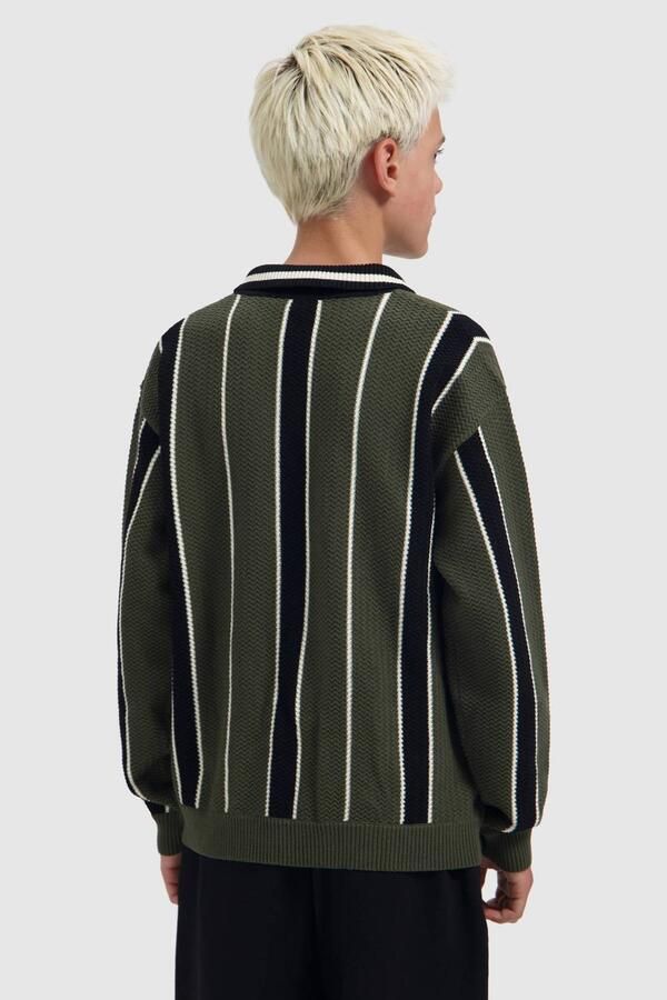 Ballin gestreepte sweater olijfgroen zwart Trui Jongens Katoen Polokraag - Foto 2