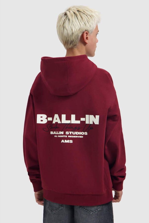 Ballin hoodie met backprint donkerrood - Foto 2