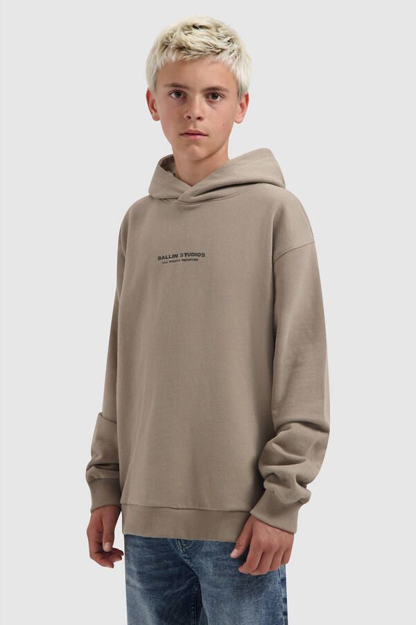 Ballin hoodie met backprint taupe