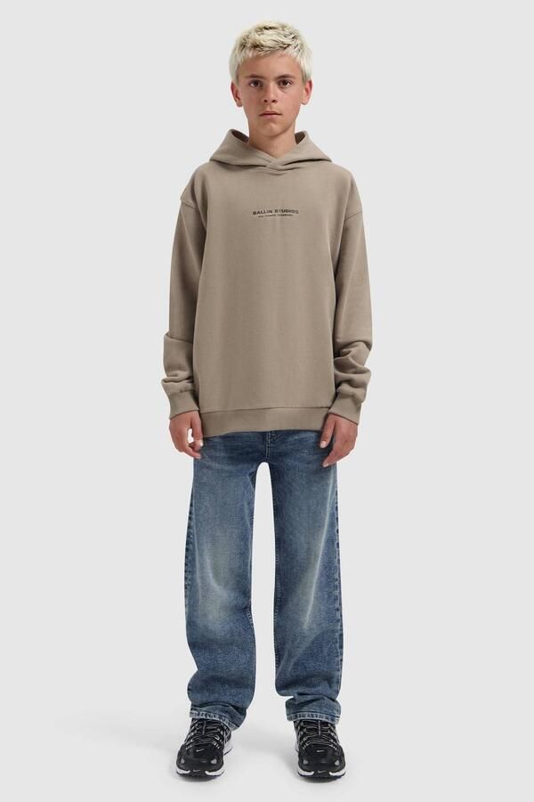Ballin hoodie met backprint taupe Sweater Bruin Jongens Katoen Capuchon - Foto 3