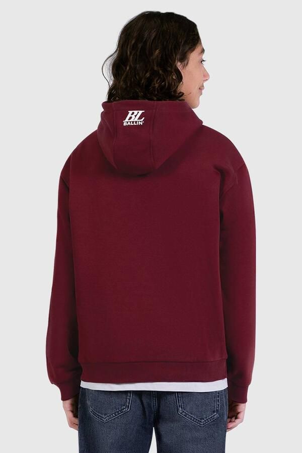 Ballin hoodie met print donkerrood Sweater Jongens Katoen Capuchon Printopdruk - Foto 3