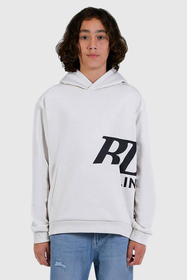 Ballin hoodie met print ecru Sweater Jongens Katoen Capuchon Printopdruk