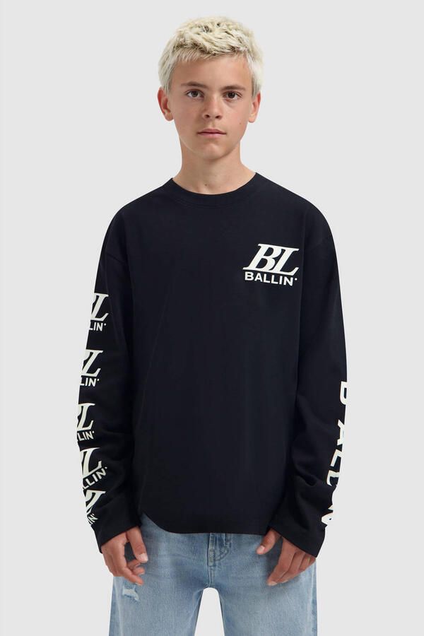 Ballin longsleeve met print en tekst zwart
