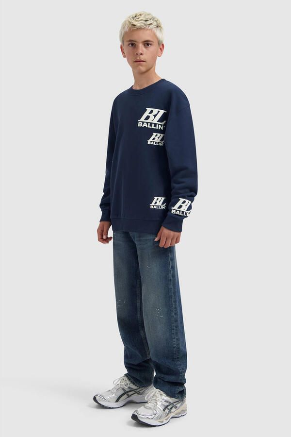 Ballin katoenen sweater met logo donkerblauw wit Logo - Foto 2