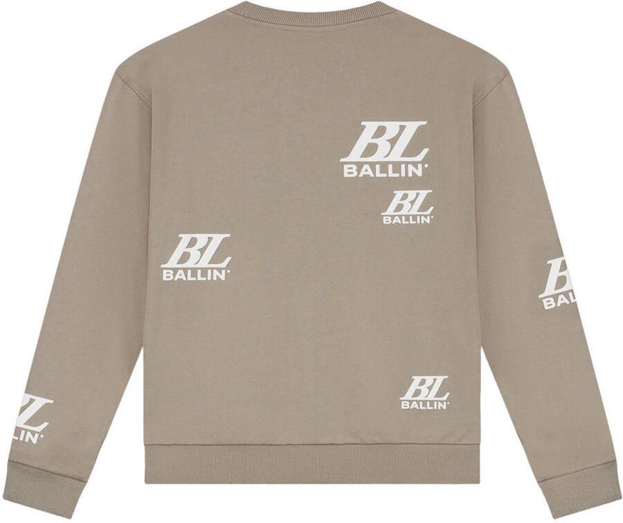 Ballin katoenen sweater met print taupe wit Bruin Printopdruk - Foto 2