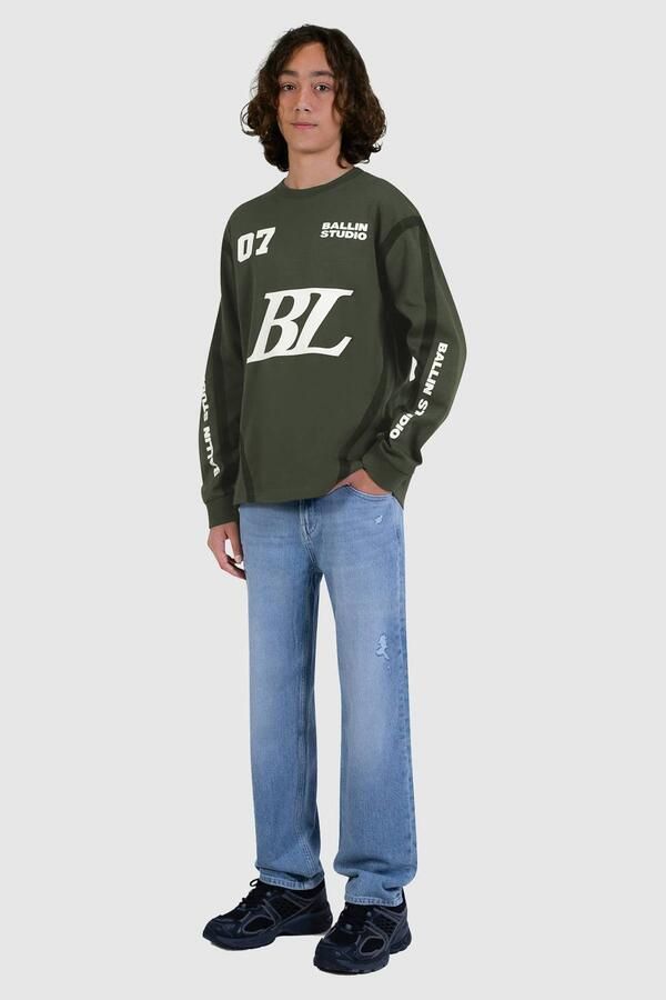 Ballin longsleeve met print donkergroen Jongens Katoen Ronde hals Printopdruk - Foto 2