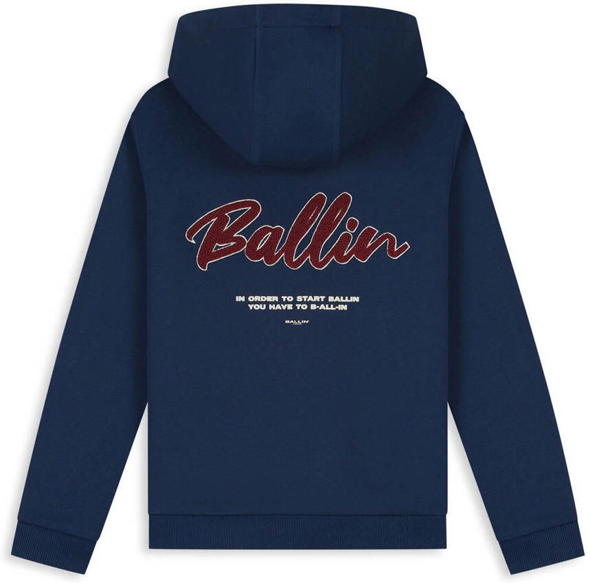 Ballin rechtvallende hoodie met backprint donkerblauw