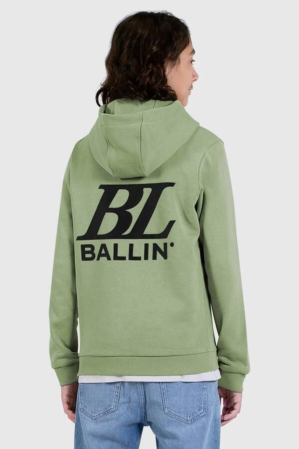 Ballin rechtvallende hoodie met backprint groen Sweater Jongens Katoen Capuchon - Foto 2