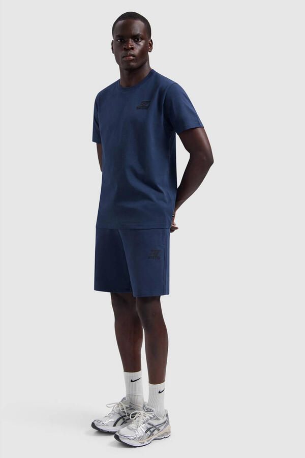 Ballin regular fit sweatshort met elastische boord en logo donkerblauw - Foto 3