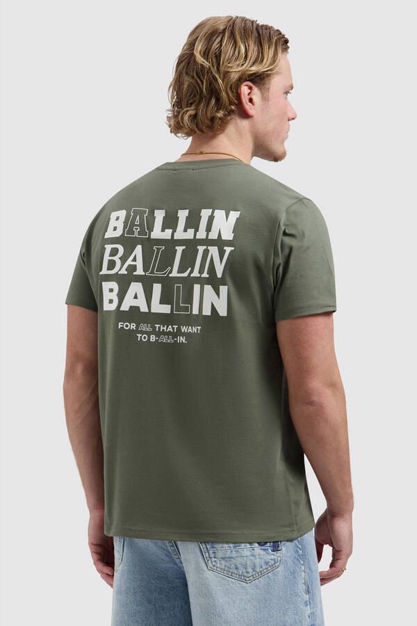 Ballin regular T-shirt met backprint donkergroen - Foto 3