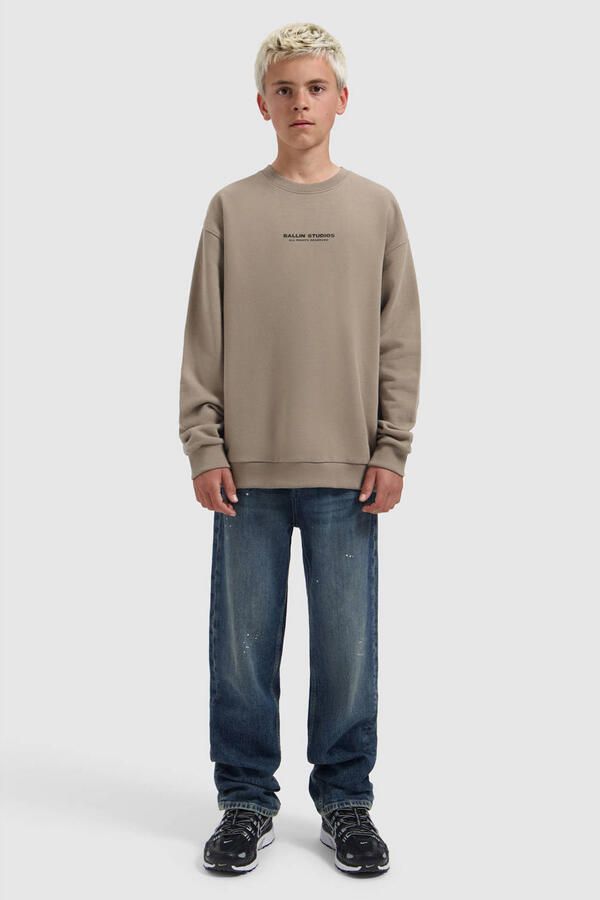 Ballin sweater met backprint taupe Bruin Backprint