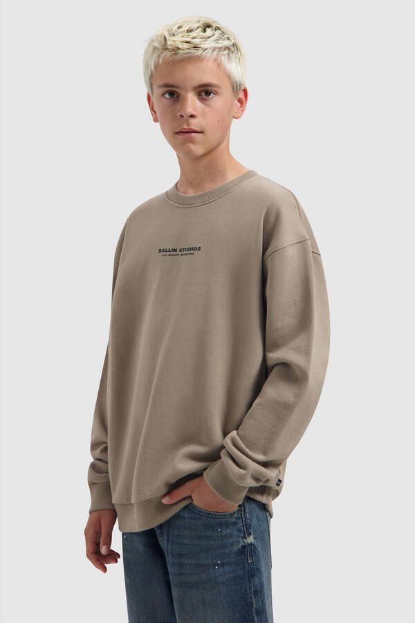 Ballin sweater met backprint taupe Bruin Backprint - Foto 3