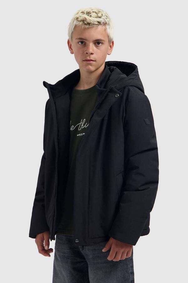 Ballin winterjas zwart Jongens Polyester Capuchon Effen