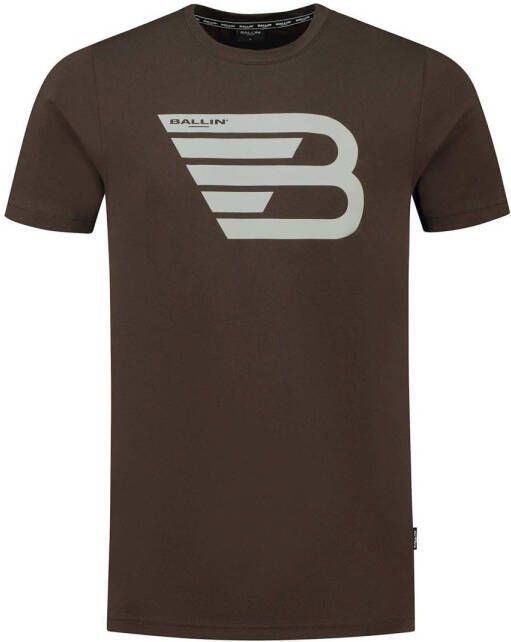 Ballin slim fit T-shirt met biologisch katoen brown