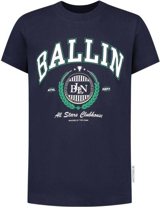 Ballin T-shirt met logo donkerblauw
