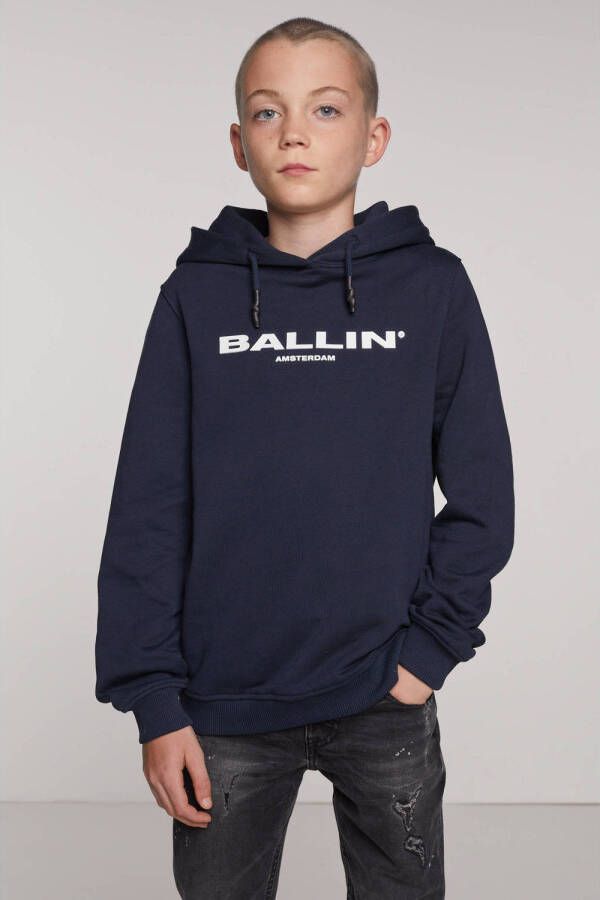 Ballin unisex hoodie met logo donkerblauw Sweater Logo 128