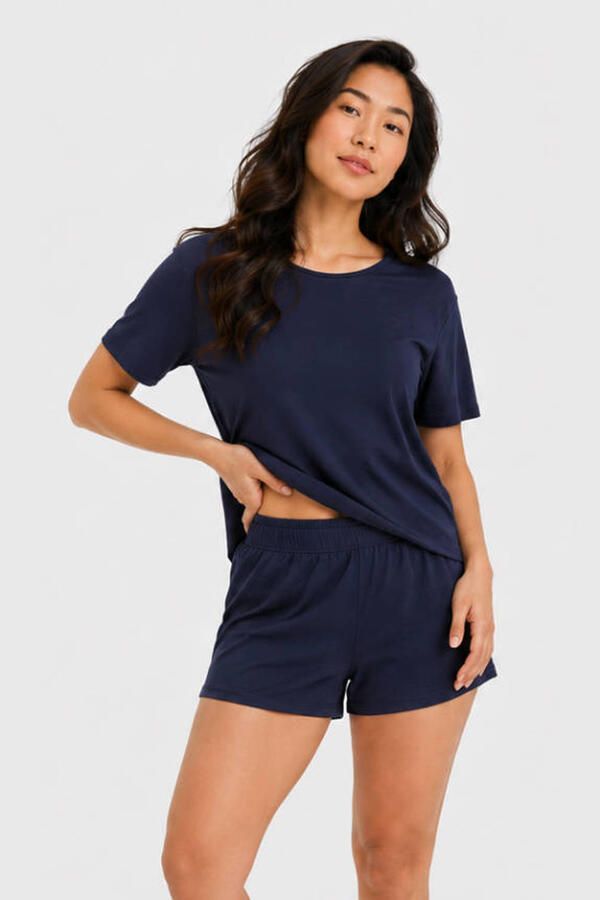 Bamboo Basics Nicole bamboe shortama donkerblauw