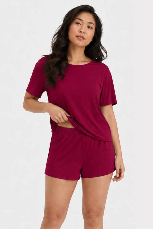 Bamboo Basics Nicole bamboe shortama donkerrood