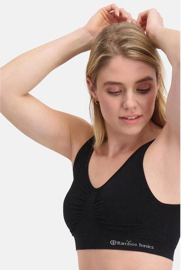 Bamboo Basics seamless voorgevormde bh top Fleur met bamboe zwart - Foto 2