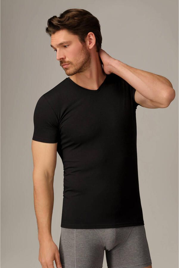 Bamigo ondershirt Johnson met bamboe (set van 2) zwart