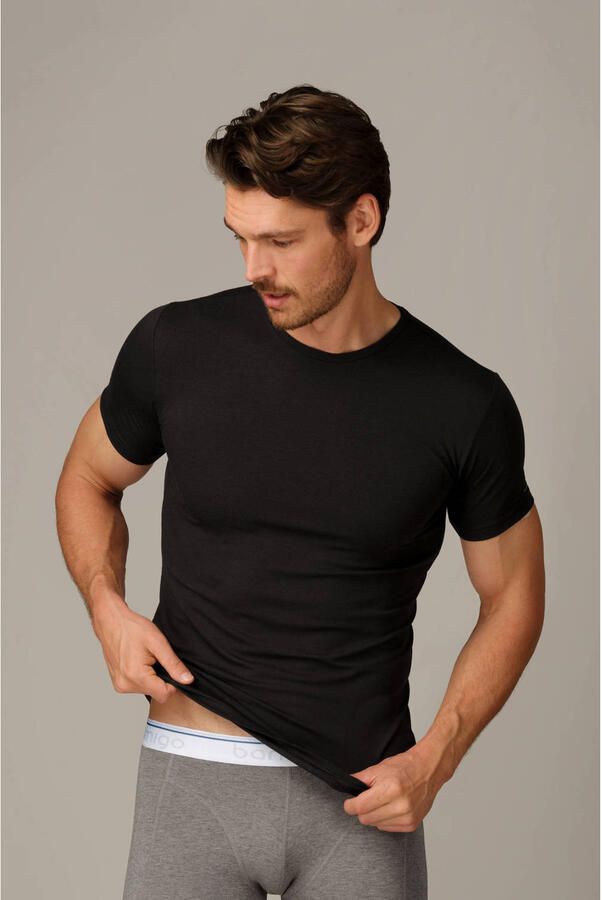 Bamigo ondershirt Smith met bamboe (set van 2) zwart