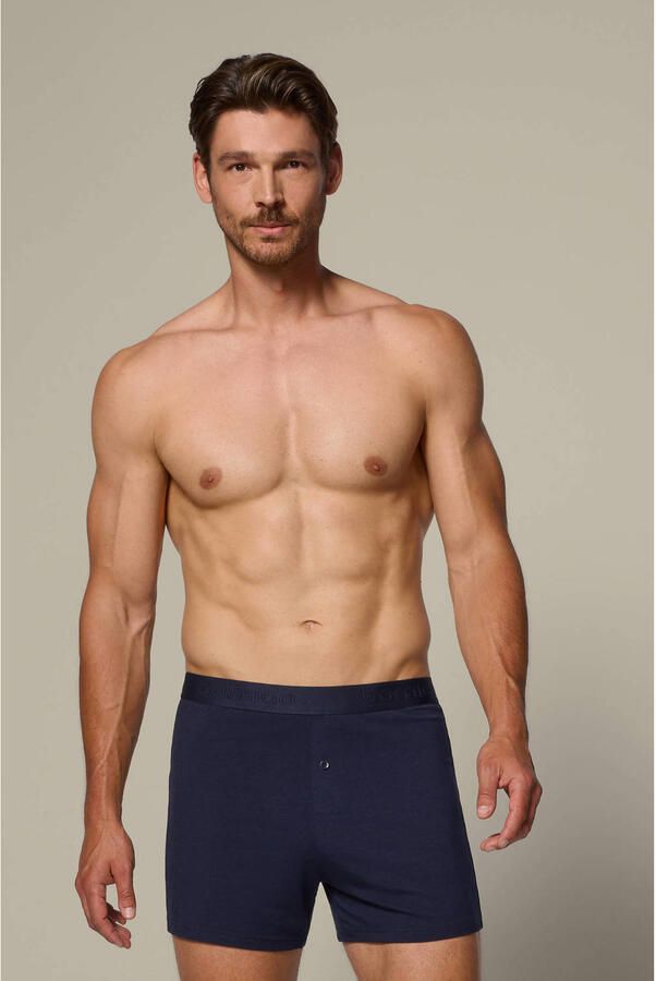 Bamigo wijde boxershort Winston met bamboe donkerblauw