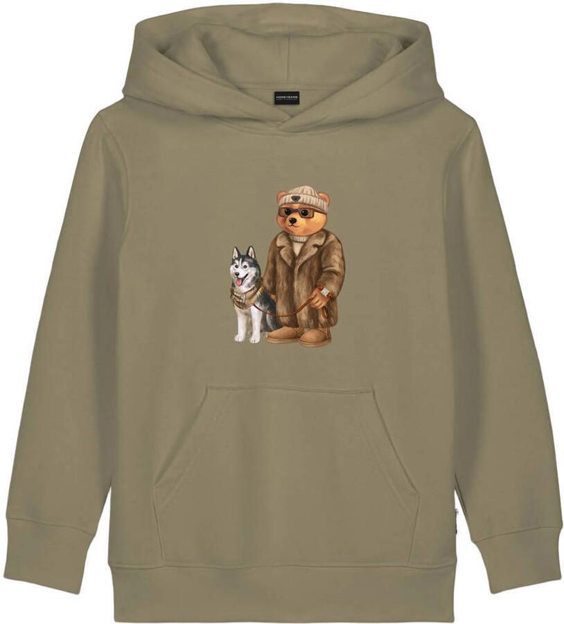 Baron Filou Honeygang hoodie met print kaki