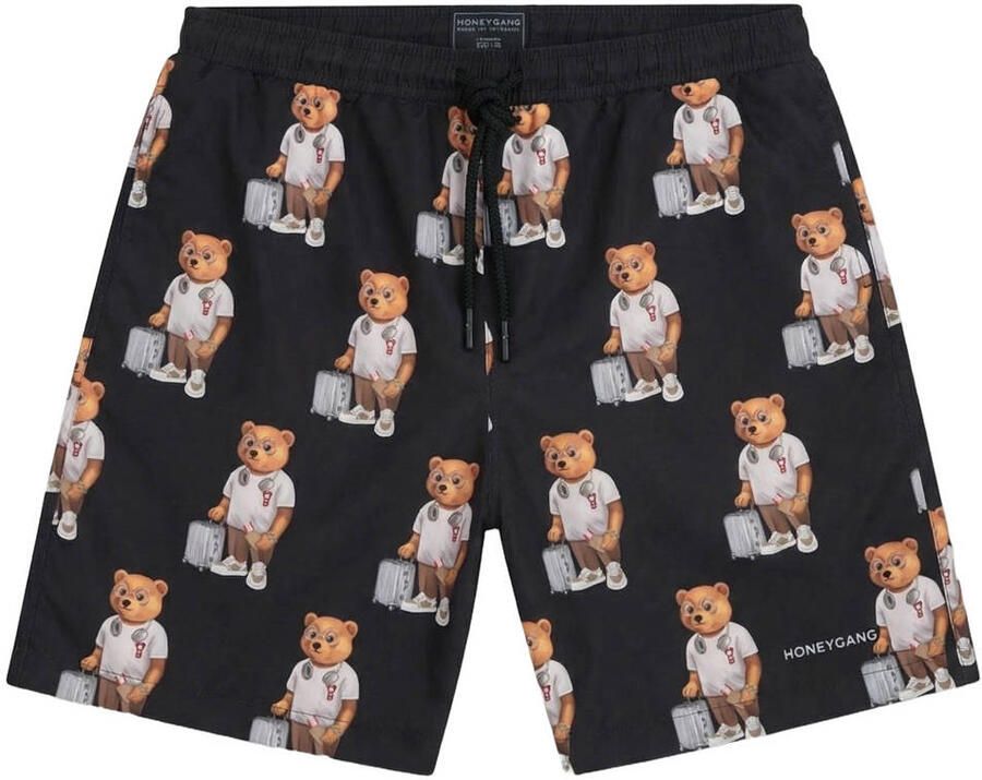 Baron Filou Honeygang zwemshort met all over print zwart