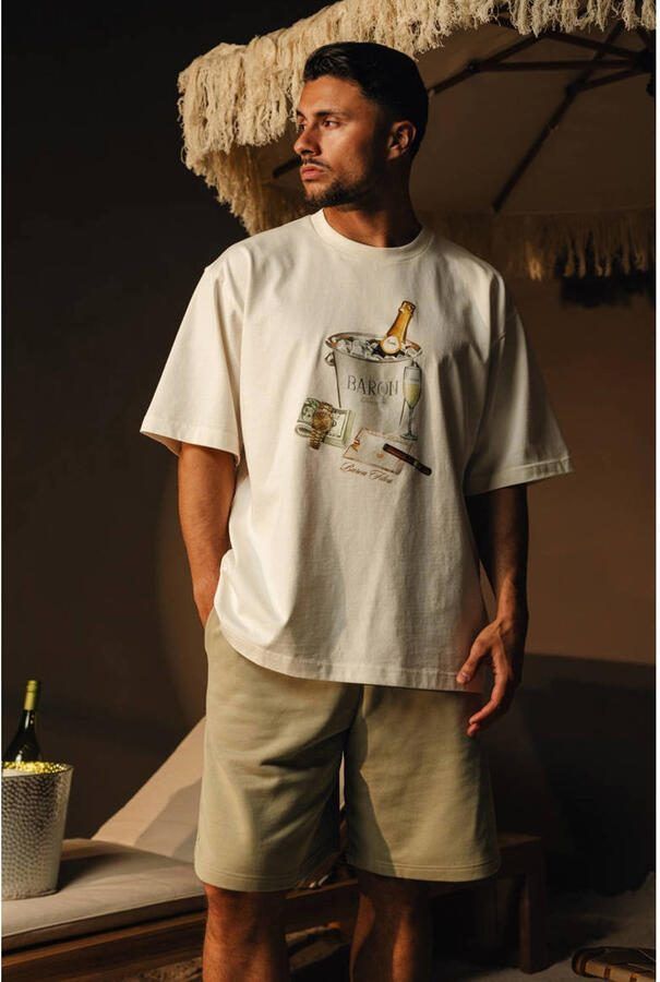 Baron Filou oversized T-shirt met backprint ecru - Foto 2