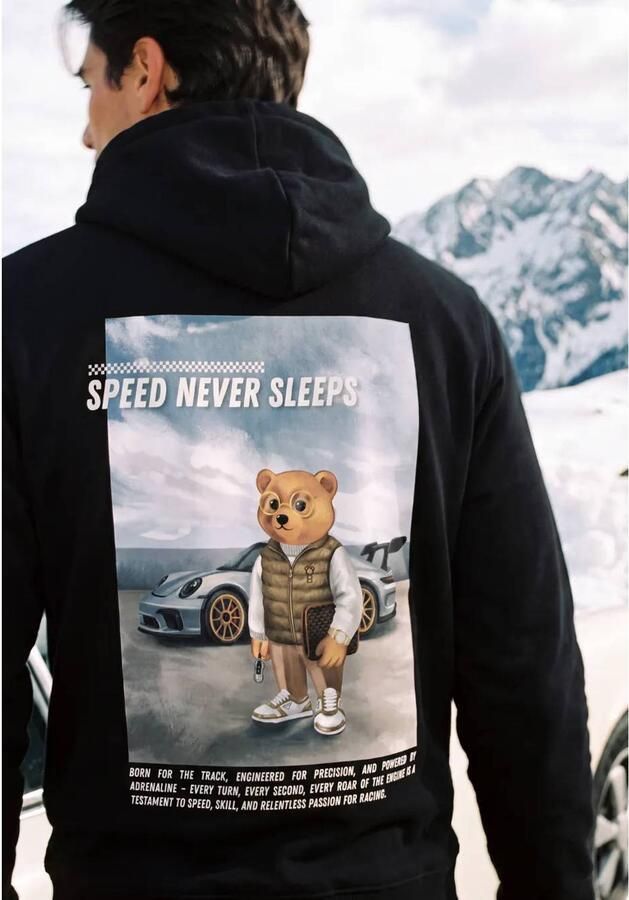 Baron Filou regular fit hoodie met backprint zwart