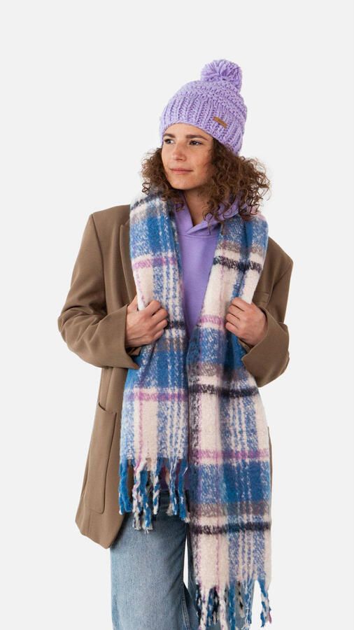 Barts geruite sjaal met franjes Loriant blauw ecru - Foto 2