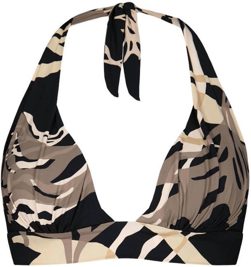 Barts voorgevormde halter bikinitop Melyd zwart taupe ecru