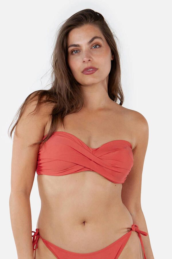 Barts voorgevormde strapless bandeau bikinitop Kelli koraalrood - Foto 3