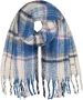 Barts geruite sjaal met franjes Loriant blauw ecru - Thumbnail 1