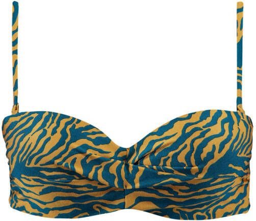 Barts voorgevormde strapless bandeau bikinitop Kalae blauw geel