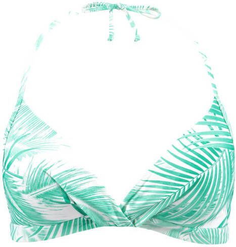 Barts voorgevormde halter bikinitop Palmsy turquoise wit