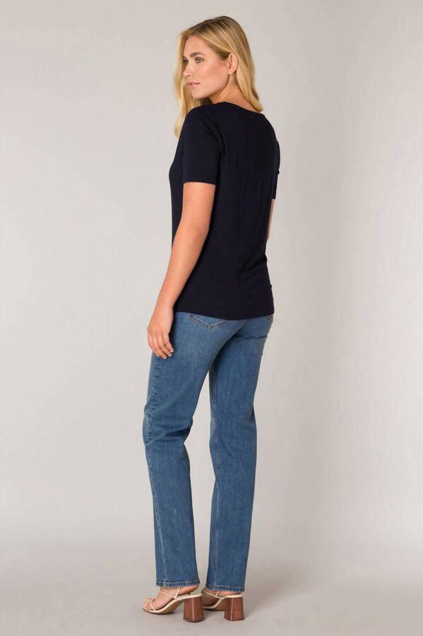 Base Level basic T-shirt Yanic donkerblauw - Foto 2