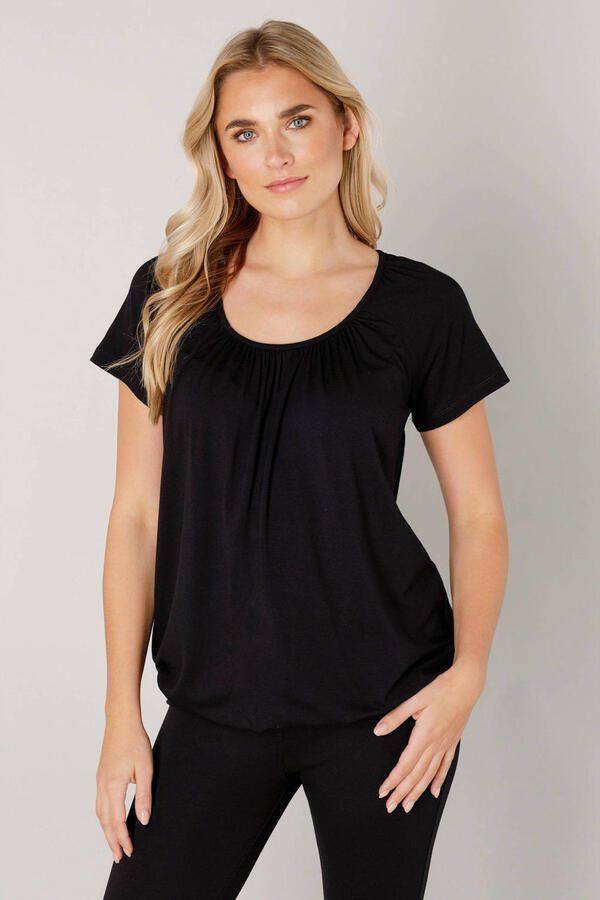 Base Level T-shirt Yona met aanrimpeling bij de ronde hals