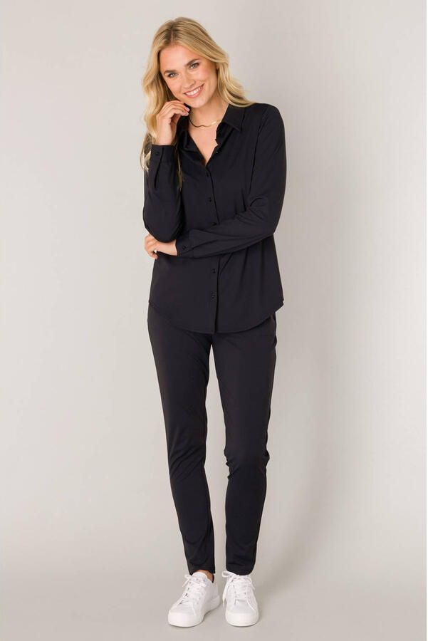 Base Level Blouse met lange mouwen TAMARA met stretch en knoopsluiting