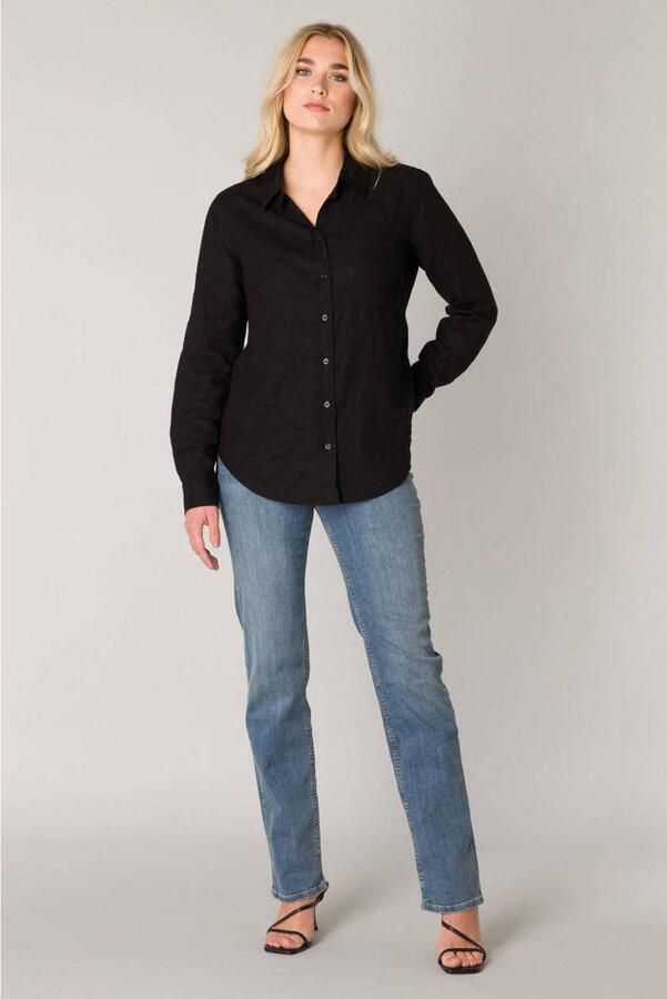 Base Level blouse Yael met linnen zwart - Foto 2