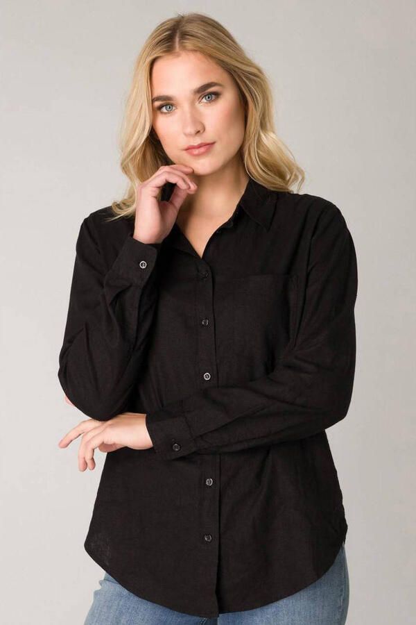 Base Level blouse Yael met linnen zwart