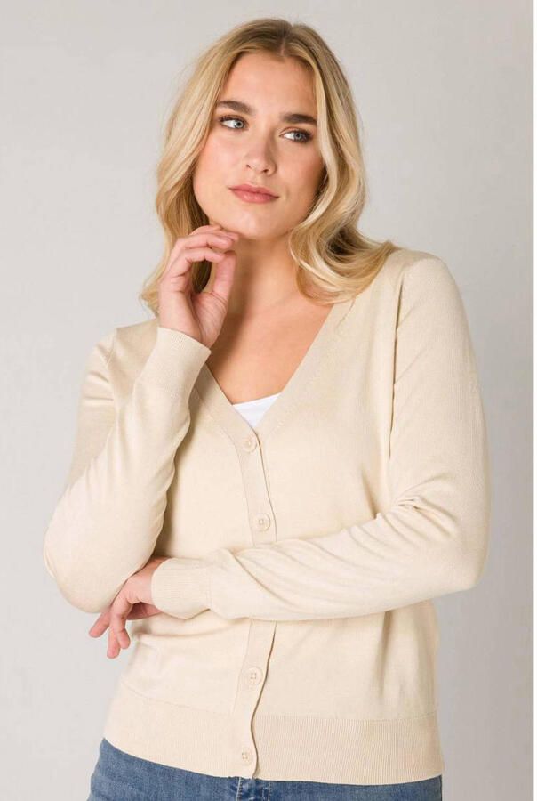 Base Level fijngebreid vest beige