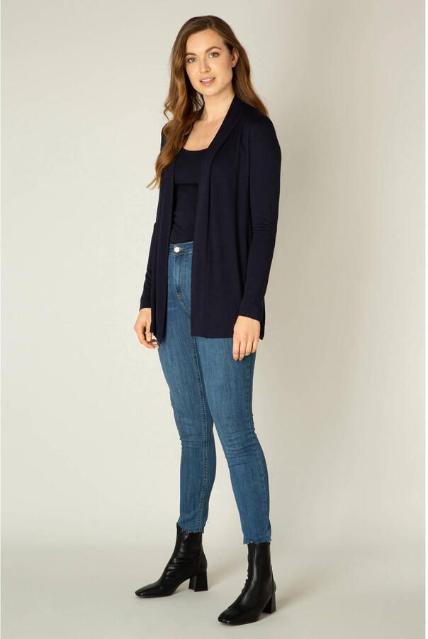 Base Level fijngebreid vest Yayla donkerblauw - Foto 2