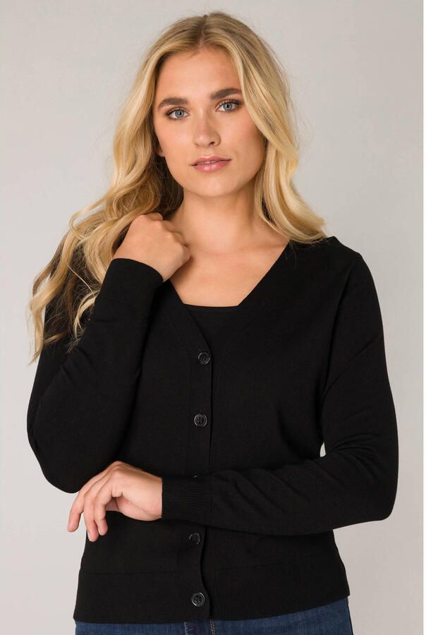 Base Level fijngebreid vest Yvonne zwart